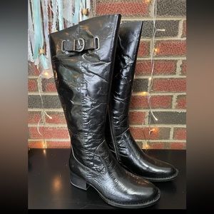 New Born Women's Cort Leather Riding Tall Boots Black SIZE 7.5 NWT